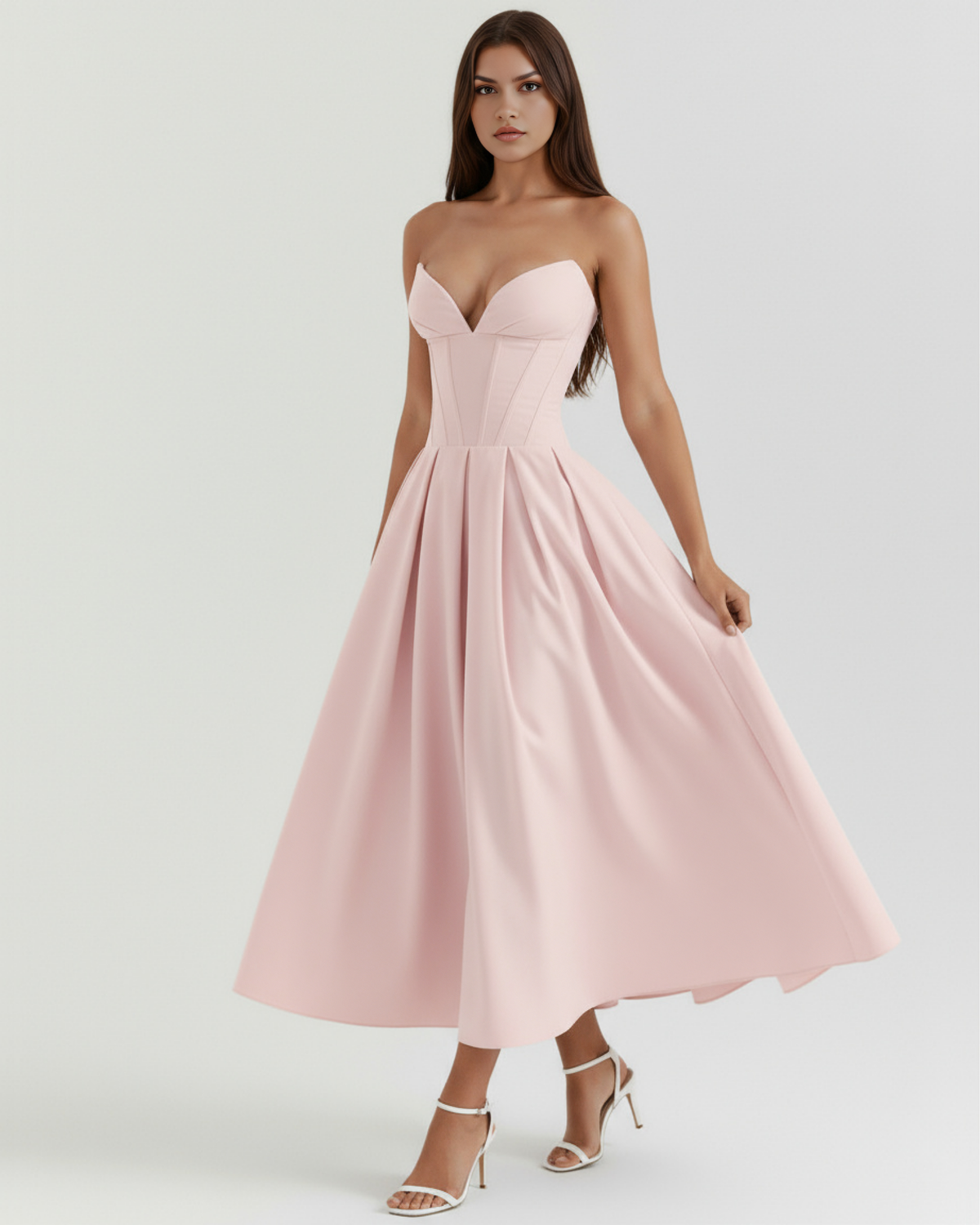 Amalfi Midi Dress in pink
