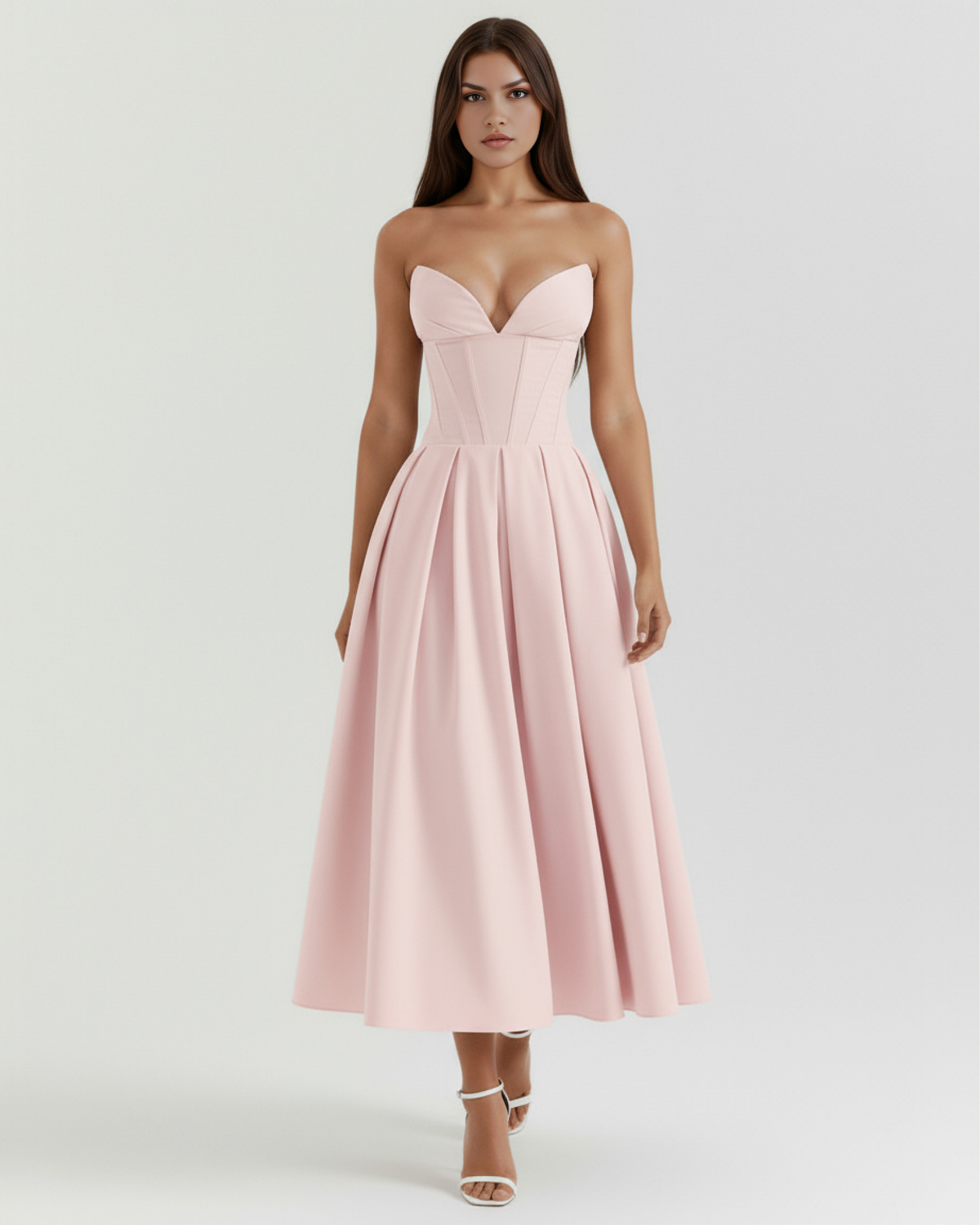 Amalfi Midi Dress in pink