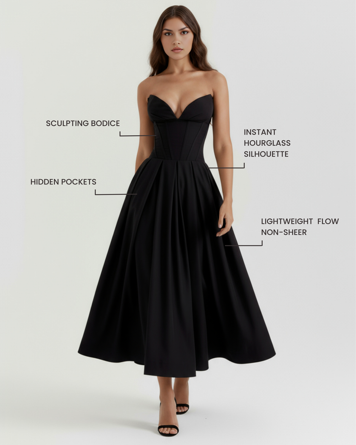 Amalfi Midi Dress in black