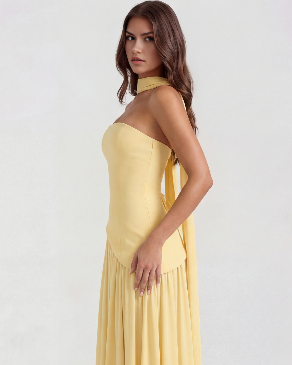 Serena Maxi Dress in butter yellow