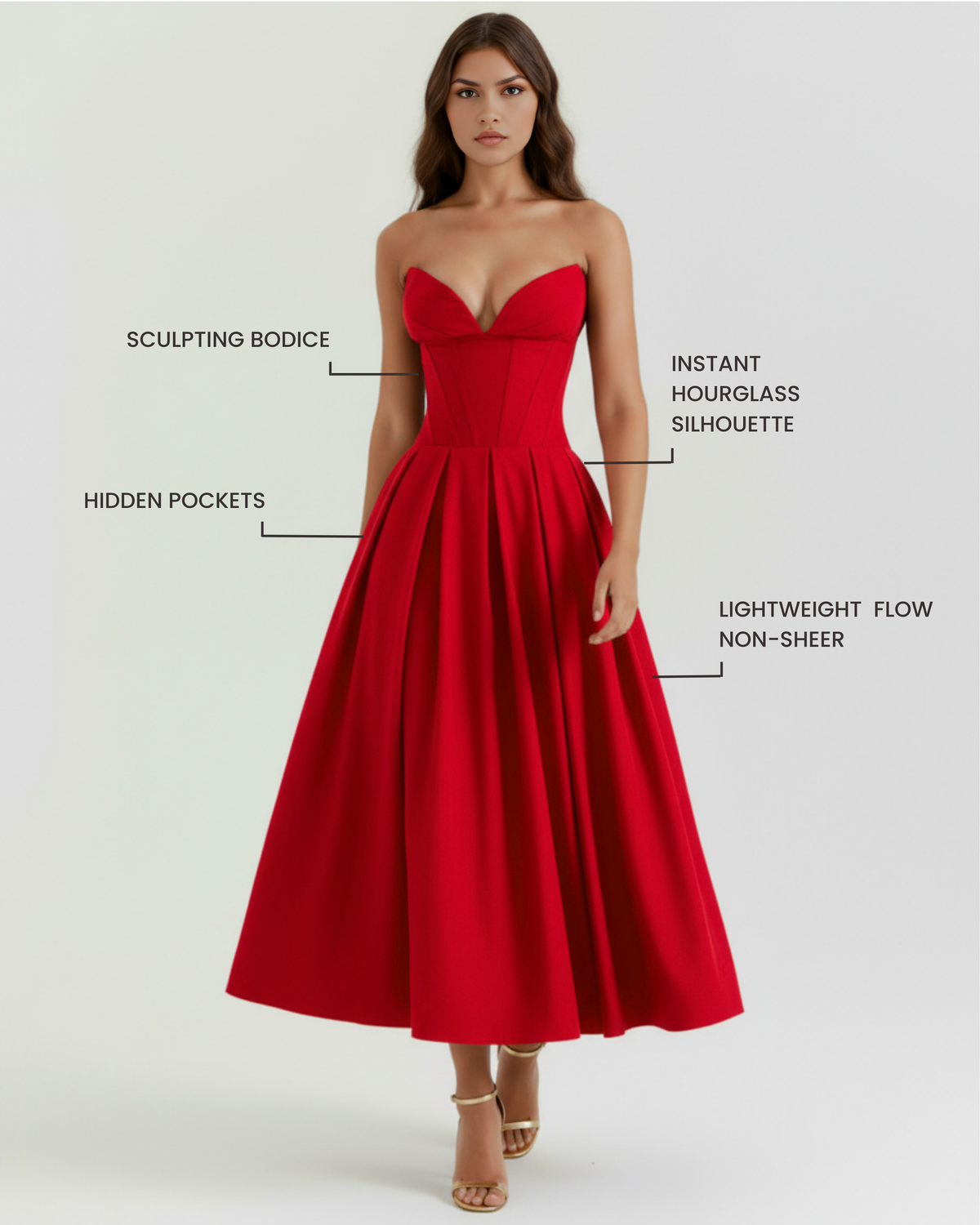 Amalfi Midi Dress in red