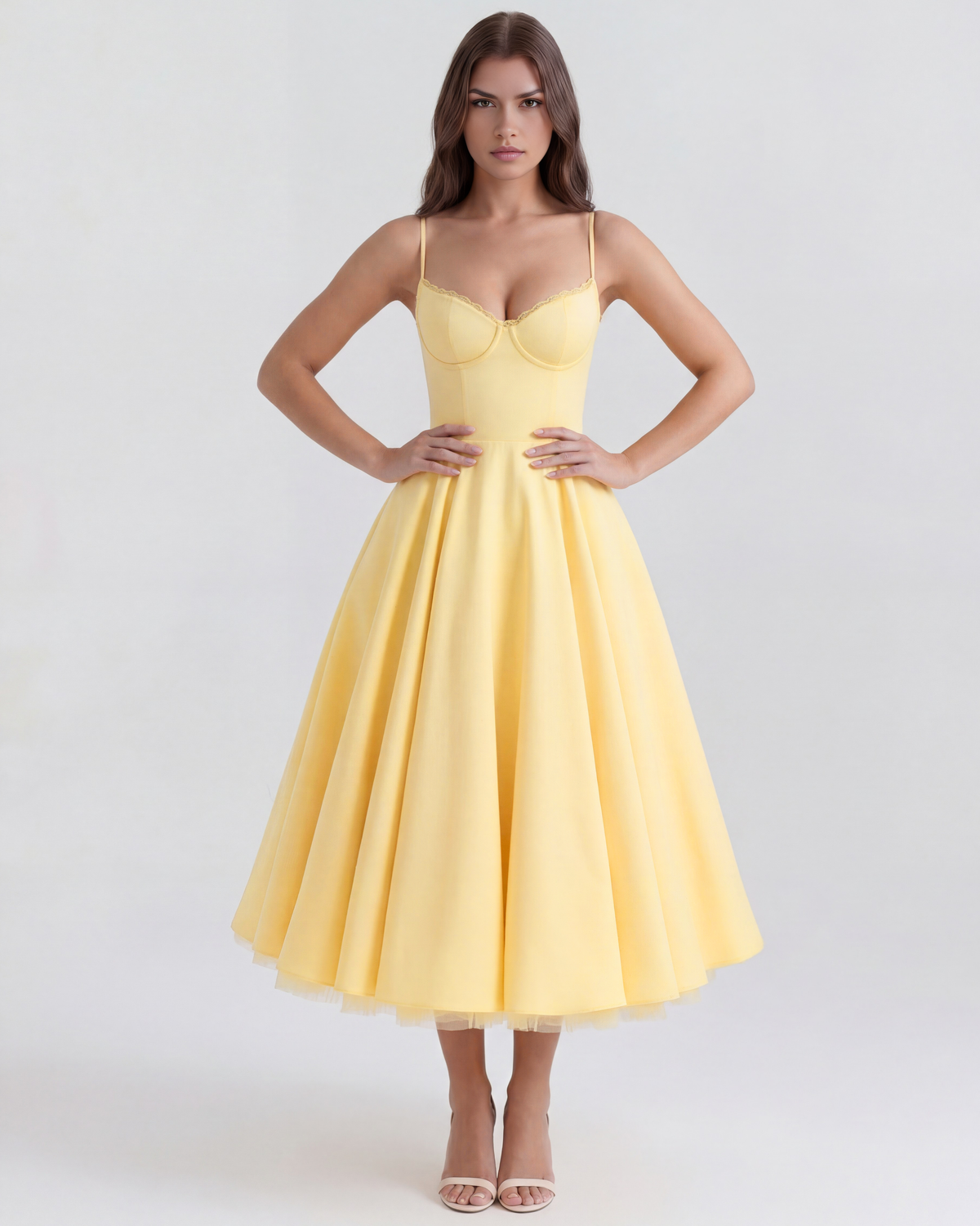 Selene Midi Dress in butter yellow