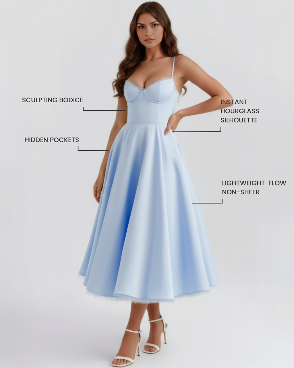 Selene Midi Dress in baby blue