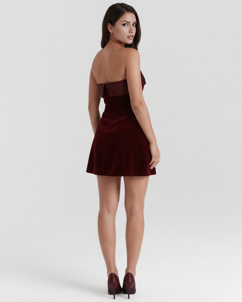 Valentina Mini Dress in burgundy