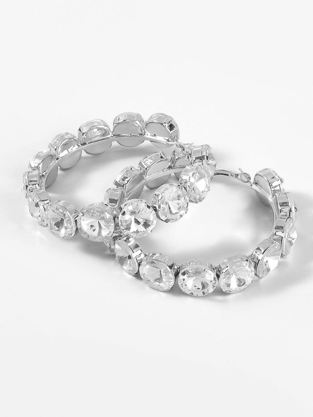 Terra Diamante Hoop Earrings in silver