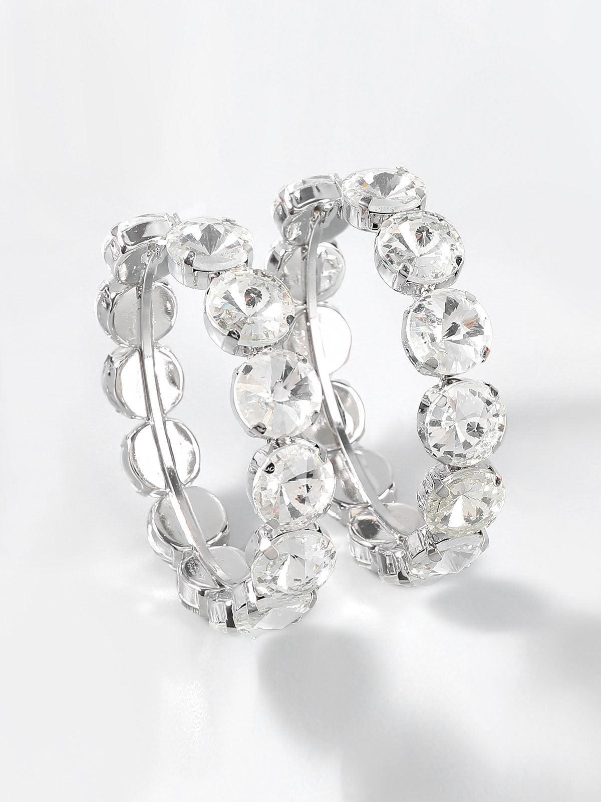 Terra Diamante Hoop Earrings in silver